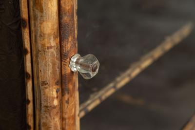 19thC English Glazed Bamboo Bookcase Cabinet