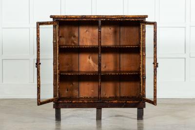19thC English Glazed Laquered Bamboo Cabinet