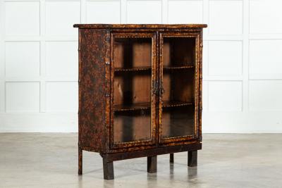 19thC English Glazed Laquered Bamboo Cabinet