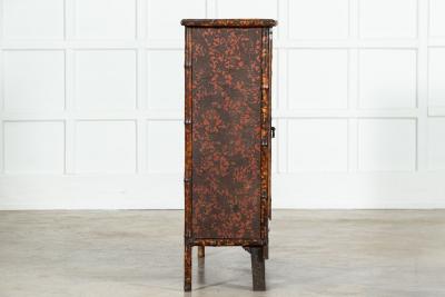 19thC English Glazed Laquered Bamboo Cabinet