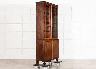 19thC English Glazed Mahogany Bookcase Vitrine