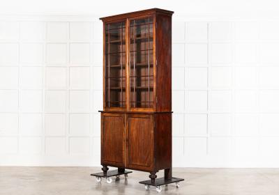 19thC English Glazed Mahogany Bookcase Vitrine
