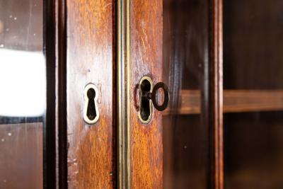 19thC English Glazed Mahogany Bookcase Vitrine