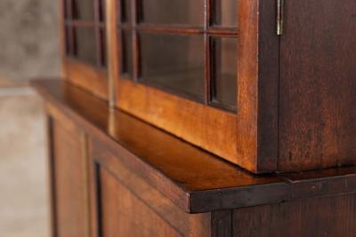 19thC English Glazed Mahogany Bookcase Vitrine