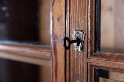 19thC English Glazed Pine Bookcase Vitrine Cabinet