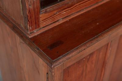 19thC English Glazed Pine Bookcase Vitrine Cabinet