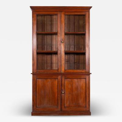 19thC English Glazed Pine Housekeepers Cupboard