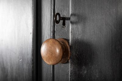 19thC English Inverted Ebonised Breakfront Housekeepers Cupboard