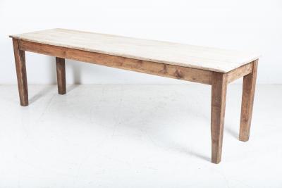 19thC English Large Scrub Top Pine Farmhouse Table