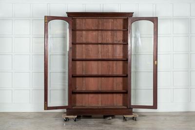 19thC English Mahogany Arched Glazed Bookcase