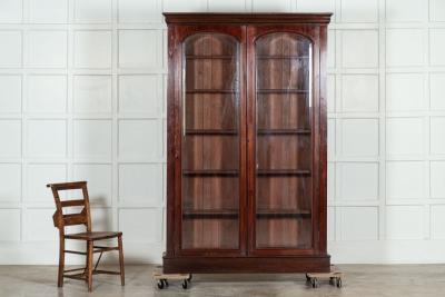 19thC English Mahogany Arched Glazed Bookcase