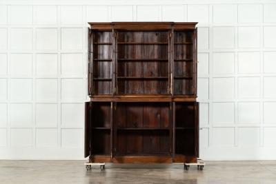 19thC English Mahogany Arched Glazed Bookcase Cabinet