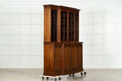 19thC English Mahogany Arched Glazed Bookcase Cabinet