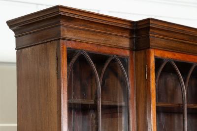 19thC English Mahogany Arched Glazed Bookcase Cabinet