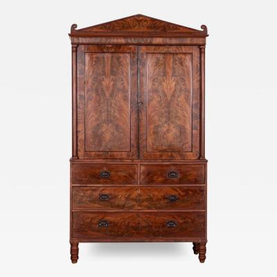 19thC English Mahogany Linen Press