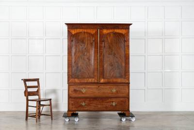 19thC English Mahogany Linen Press