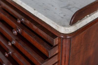 19thC English Mahogany Marble Top Collectors Cabinet
