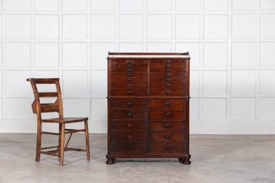 19thC English Mahogany Marble Top Collectors Cabinet