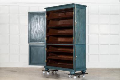 19thC English Mahogany Painted Linen Cabinet