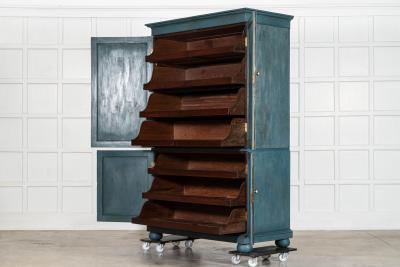 19thC English Mahogany Painted Linen Cabinet