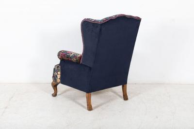 19thC English Mahogany Wingback Armchair Re upholstered in Liberty