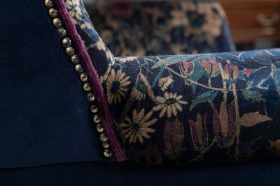 19thC English Mahogany Wingback Armchair Re upholstered in Liberty