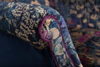 19thC English Mahogany Wingback Armchair Re upholstered in Liberty