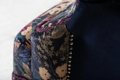 19thC English Mahogany Wingback Armchair Re upholstered in Liberty