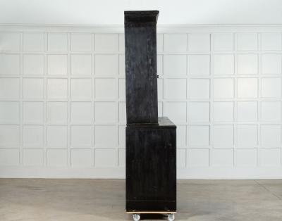 19thC English Monumental Ebonised Pine Glazed Dresser