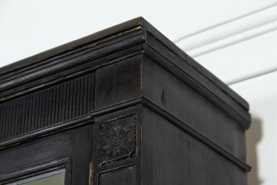 19thC English Monumental Ebonised Pine Glazed Dresser