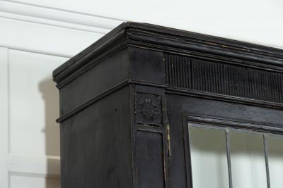19thC English Monumental Ebonised Pine Glazed Dresser