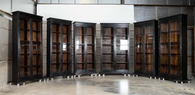 19thC English Oak Glazed Bookcase Cabinet
