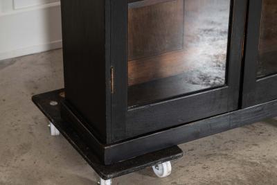 19thC English Oak Glazed Bookcase Cabinet