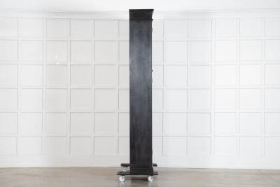 19thC English Oak Glazed Bookcase Cabinet