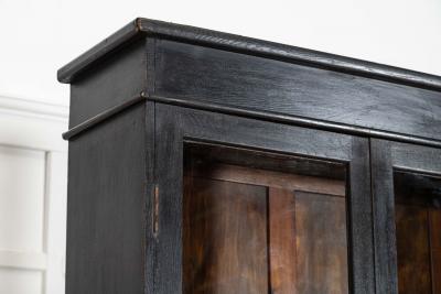 19thC English Oak Glazed Bookcase Cabinet