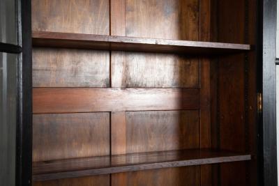19thC English Oak Glazed Bookcase Cabinet