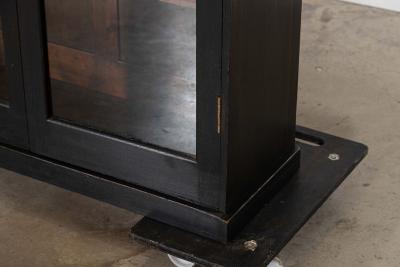 19thC English Oak Glazed Bookcase Cabinet