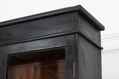 19thC English Oak Glazed Bookcase Cabinet