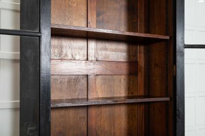 19thC English Oak Glazed Bookcase Cabinet
