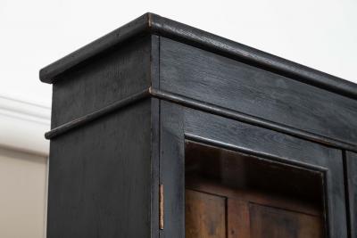 19thC English Oak Glazed Bookcase Cabinet