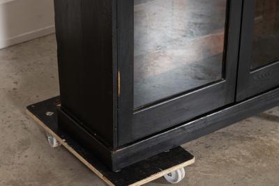 19thC English Oak Glazed Bookcase Cabinet