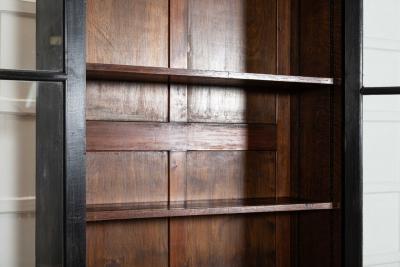 19thC English Oak Glazed Bookcase Cabinet