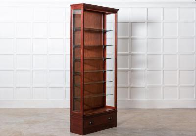 19thC English Oak Glazed Museum Display Cabinet