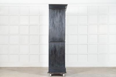 19thC English Oak Painted Linen Press