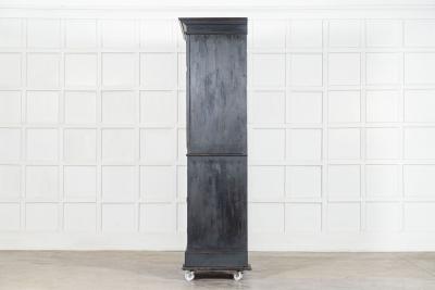 19thC English Oak Painted Linen Press