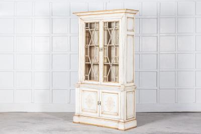 19thC English Painted Astragal Glazed Bookcase Cabinet