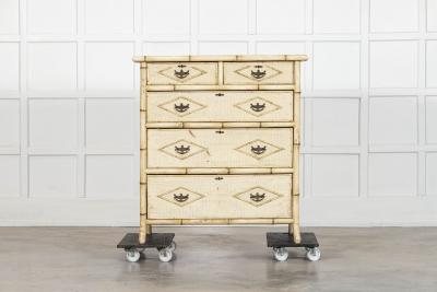 19thC English Painted Bamboo Chest Drawers