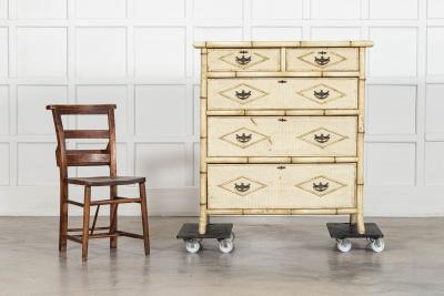 19thC English Painted Bamboo Chest Drawers