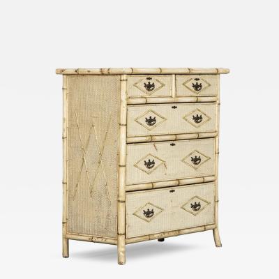 19thC English Painted Bamboo Chest Drawers