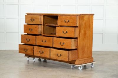 19thC English Pine Bank Haberdashery Drawers Counter